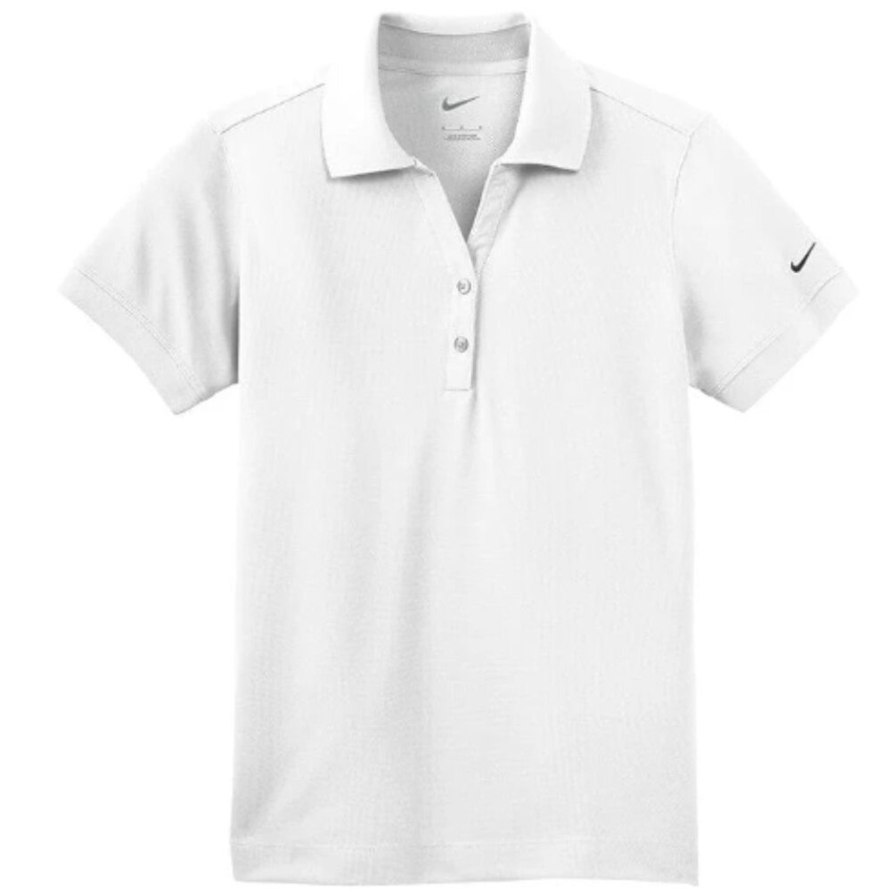 New Nike Women's Dri-FIT Classic Polo Golf shirt - White with grey check XL NWT